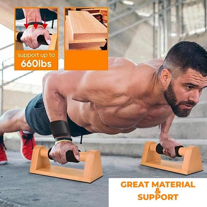 Нековзні турніки для віджимань Aka & Lou з бука, паралельні вправи для калістеніки, дерев&39яні ручки для віджимань, силові тренування, ергономічна рукоятка із захистом зап&39ястя та сумкою