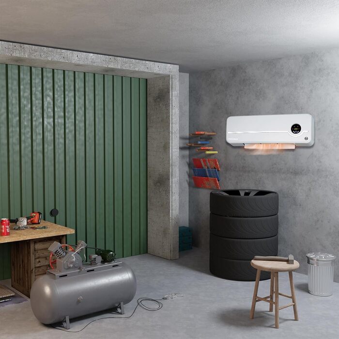 Компактний керамічний настінний вентилятор-обігрівач з коливальною системою та інтелектуальним регулюванням температури Ідеальне рішення для ефективного та рівномірного розподілу тепла в холодні дні, 2000