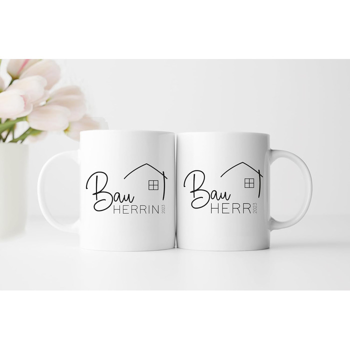 Набір керамічних кухлів з персоналізацією для будівництва будинку з роком будівельник домовласник 3 кухоль - справжня прикраса на будівельному майданчику подарунок для церемонії завершення будівництва біла ручка внутрішня частина