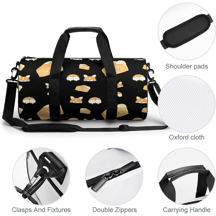 Мила дорожня сумка з собачкою та тістечком, спортивна сумка для чоловіків та жінок