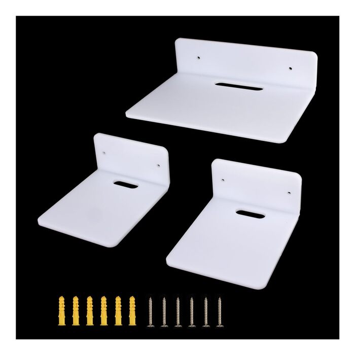 Набір невеликих акрилових полиць, 3 шт., білі плаваючі полиці, міні-настінні полиці з шурупами. Розміри 1412 см та 2316,5 см.