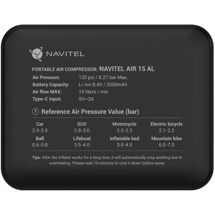 Повітряний компресор NAVITEL AIR 15 AL 15л 676г