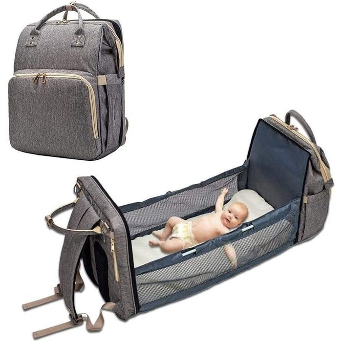 Портативна пеленальна сумка, велика місткість водонепроникна сумка для подорожей для немовлят з ременями для коляски та ізольовани