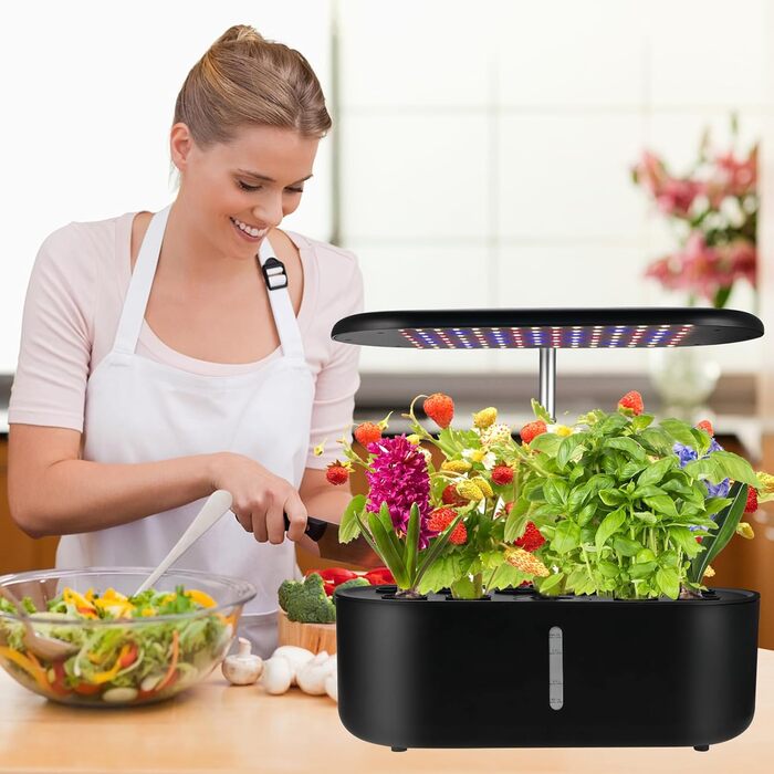 Гідропонні системи вирощування Cieex, резервуар для води обємом 3,6 л (станція для вирощування рослин), світлодіодний світильник 24 Вт, 10 стручків Розумний сад, набір для проростання трав в саду, що регулюється по висоті, для дому та кухні