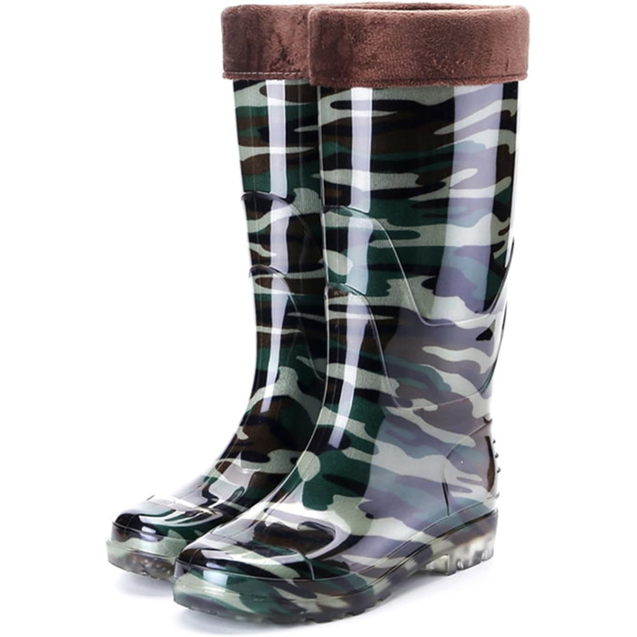 Чоловічі гумові чоботи до коліна, водонепроникні, з підкладкою з плюшевого хутра, гумові чоботи, взуття без шнурівки для активного відпочинку, роботи, полювання, теплі, сухі, нековзні, грязьове взуття, розмір 39 EU Jn