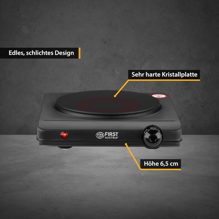 Перша конфорка TZS в Австрії Одинарна безступінчаста плита Кераміка ВСІ види горщиків Ø 19,4 см Швидкий нагрів Світловий індикатор інфрачервоний Окремо