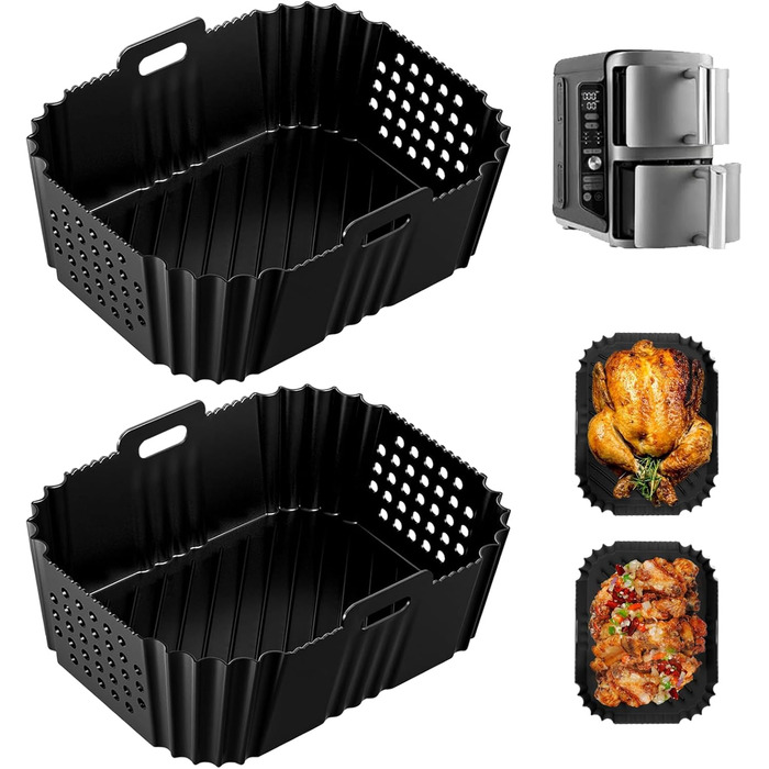 Аерофритюрниця з силіконовою формою для Ninja Double Stack XL 9.5L SL400EU, аксесуари для фритюрниці, аксесуари для силіконової форми з боковим отвором, аксесуари великої місткості, також сумісні з Ninja SL401