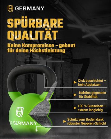 Гіря неопренова HQ Germany (оптимальний захист підлоги) 16 кг (діапазон 2-32 кг)