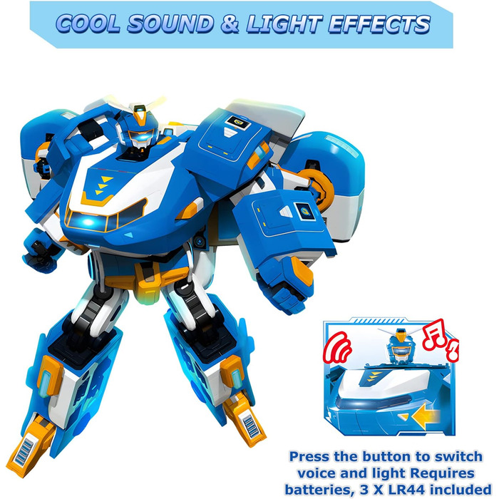 Робот-трансформер Super Wings 3-в-1 Світовий літак-трансформер зі світловими та звуковими ефектами, з реактивним літаком-трансформером 2'', іграшка-трансформер для хлопчиків та дівчаток віком від 3 років і старше
