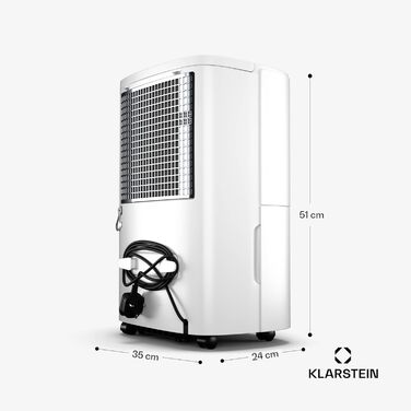 Осушувач повітря Klarstein DryFy 20 л - 400 Вт, 20 л/день, резервуар 5 л, тихий на 46 дБ, автоматичне обертання, таймер, режим суш