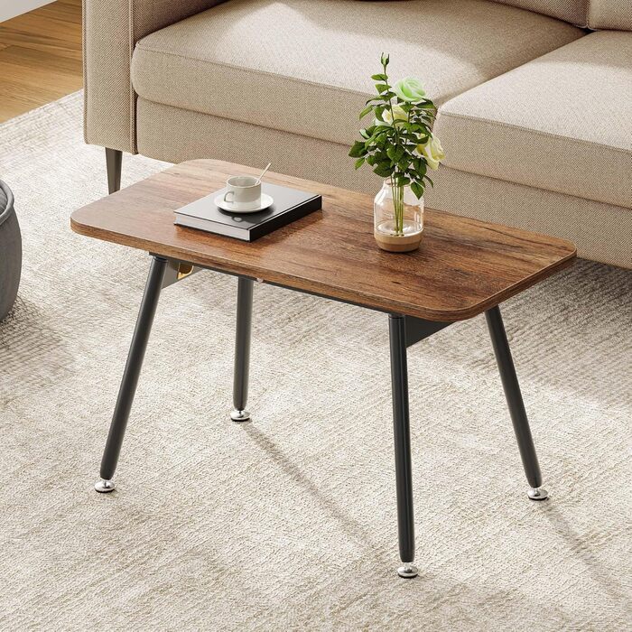 Складаний журнальний столик YITAHOME, 80 x 40 x 45 см, Портативний журнальний столик із 5-позиційним регулюванням стільниці, Не потребує встановлення, Приставний столик для вітальні, Журнальний столик, Колір горіха