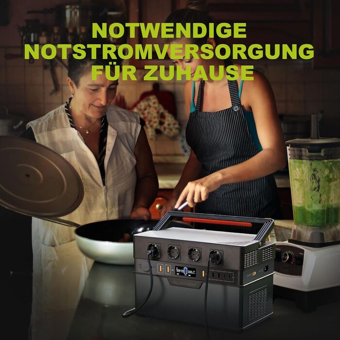 Портативна електростанція ALLPOWERS S1500 PLUS, акумулятор 1092 Втгод, мобільний накопичувач енергії з 4 розетками по 1500 Вт (пікова потужність 3000 Вт), сонячний генератор зі швидкою зарядкою для домашнього електропостачання, кемпінгу та автофургонів