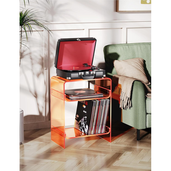 Акриловий журнальний столик, тумбочка біля ліжка, прозорий столик, для спальні-вітальні, 45 x 30 x 58 см (помаранчевий)