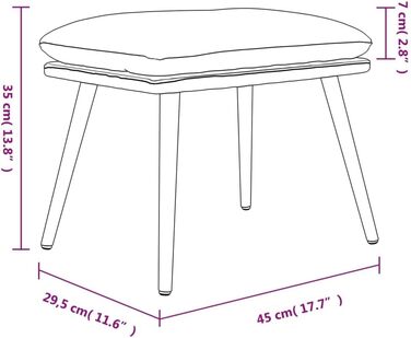 Підставка для ніг, тканина та штучна шкіра, темно-сірий, 45 x 29.5 x 35 см, 341516