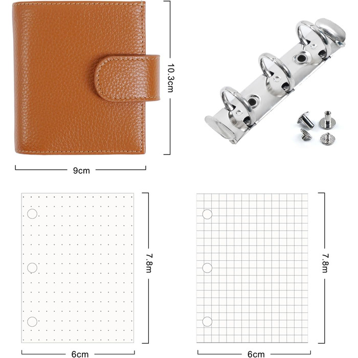 Планер Moterm A9 Regular Rings - гаманець-органайзер із натуральної шкіри (кольоровий помаранчевий, кільце 19 мм)