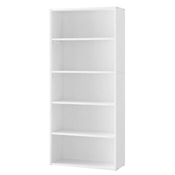 Рівнева книжкова полиця VASAGLE, окремостояча полиця, полиця для зберігання, регульовані полиці, для вітальні, домашнього офісу, спальні, хмарно-білий LBC165T14 білий, 5 рівнів (60Д x 134,2В см), 5-