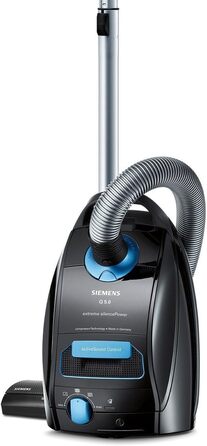 Пилосос Siemens Q5.0 extreme Silence Power EEK B (850 Вт, місткість мішка 4 л, гігієнічний фільтр високої ефективності), чорний мішки для пилососа PowerProtect (тип G All, крім VS01)