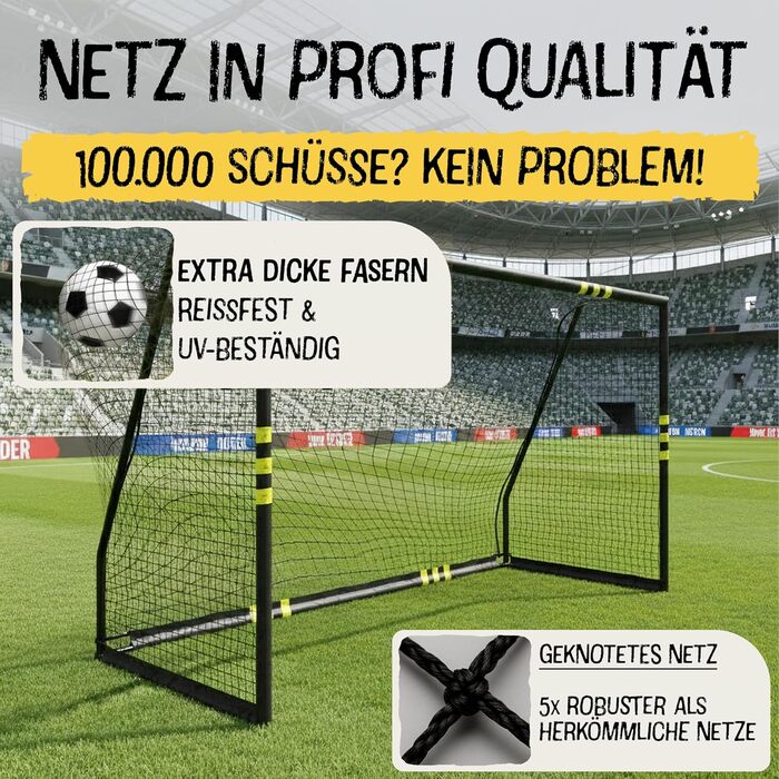 Дитячі футбольні ворота FRIEDO 120x180, 160x240, 200x300 см Сертифіковано CE Стійкі до іржі та атмосферних впливів для саду Футбольні ворота зі стійкою підставкою Преміальні футбольні ворота з стійкою до розривів сіткою Ворота для вулиці XL - 200x300 см