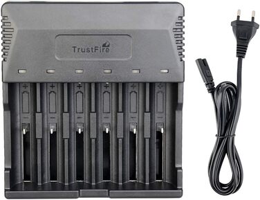 Універсальний зарядний пристрій TrustFire TR-012 - інтелектуальний зарядний пристрій з 6 зарядними відсіками для кількох акумуляторів, що перезаряджаються, літій-іонних акумуляторів 3.7V 18650 14500 18350 16340 10440
