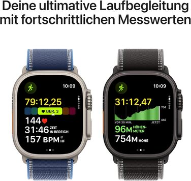 Мм преміальний смарт-годинник для бігу та комбінованих видів спорту з міцним титановим корпусом натурального кольору та чохлом Trail Loop синього/світло-блакитного кольору (M/L) Trail Loop M/L - для обхвату 145-220 мм Синій/світло-блакитний титановий корп