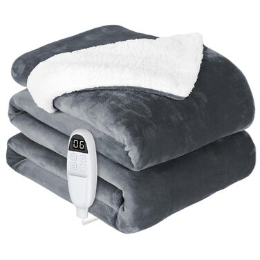Ковдра з підігрівом anysun, нагрівальні подушечки 200x180 см, ковдра з підігрівом та автоматичним вимкненням, 6 налаштувань нагріву, 10-годинний таймер, електрична ковдра з підігрівом та захистом від перегріву для ліжка, дивана, можна прати в пральній маш