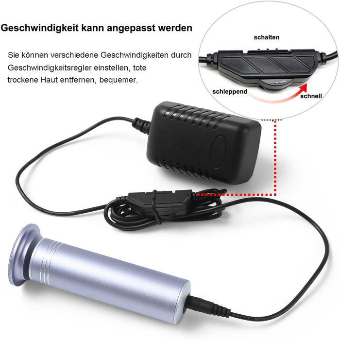 Електрична пилка для видалення мозолів з регульованою швидкістю для професійного педикюру зі змінними пилками для мертвої жорсткої потрісканої шкіри, зі змінною шліфувальною подушечкою 60 шт. (сіра)