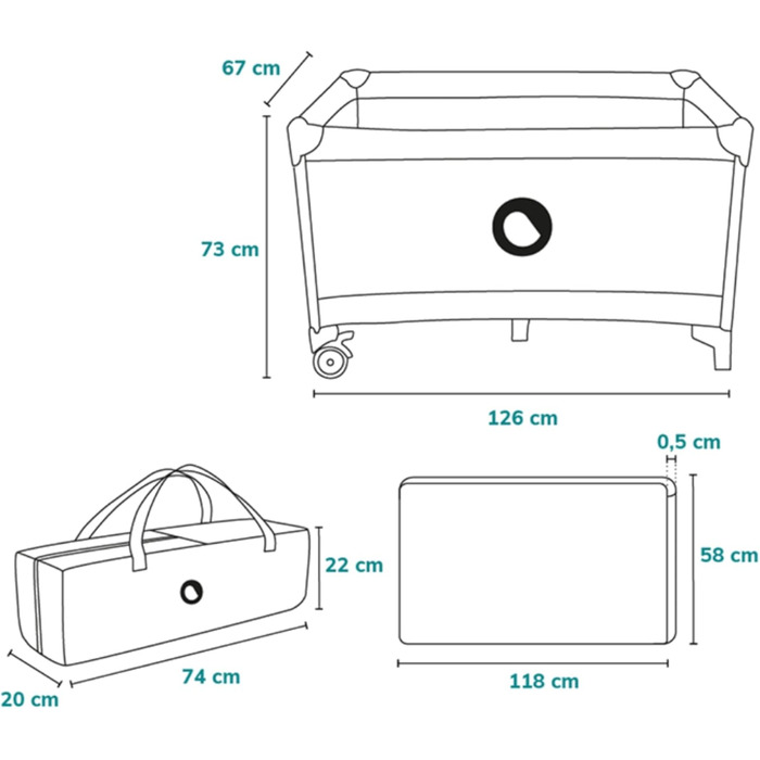 Дитяче ліжечко Lionelo Stefi, дорожнє ліжечко від народження до 15 кг, бічний вхід, система безпеки LockGuard, блокування коліс, сумка для перенесення, складне, синьо-сіре