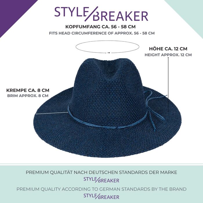 Жіноча панама-капелюх від сонця з тонкою стрічкою, солом&39яний капелюх, капелюх-флоппі, літній капелюх, капелюх-федора styleBREAKER, один розмір, білий