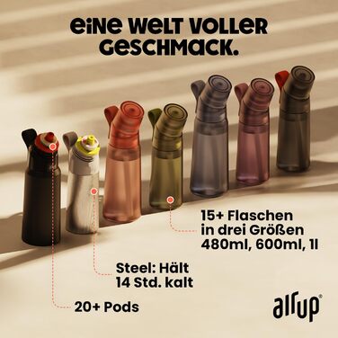 Сталевий стартовий набір для пляшок Оригінальний виготовлений з нержавіючої сталі в т.ч. стручки 5 смаків, без цукру I 480 мл Ваку