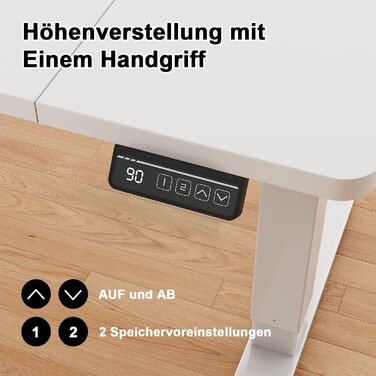 Стіл для роботи стоячи з регульованою висотою, електричний стіл з функцією пам&39яті, 140 x 60 см, білий