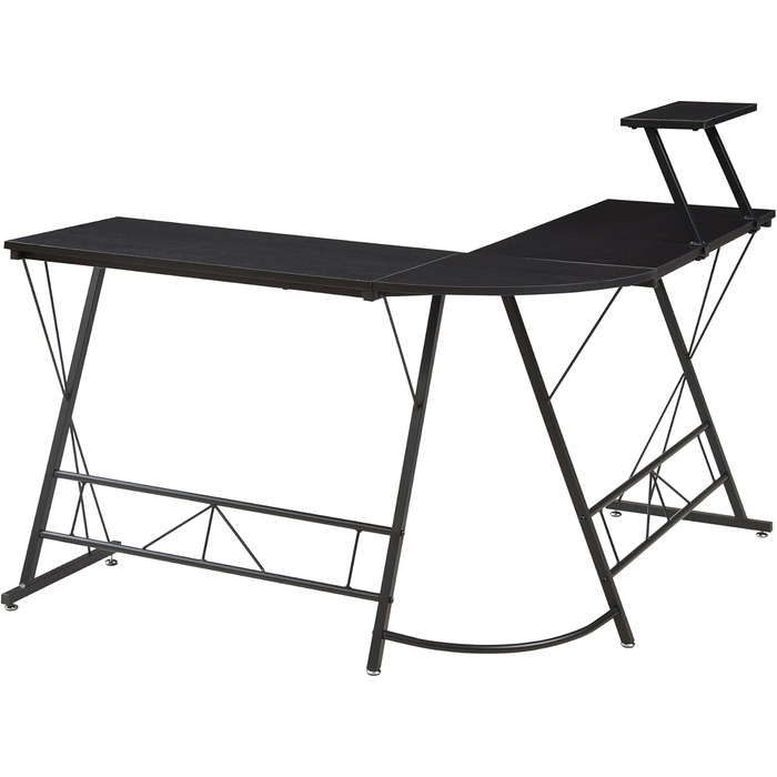 Подібний кутовий стіл Yremso, 122 x 122 x 98 см, комп&39ютерний стіл, офісний стіл з піднятою полицею, робочий стіл, металевий каркас, чорний