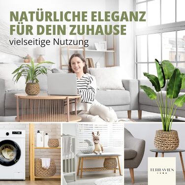 Набір кошиків для зберігання з 3 шт. , ручної роботи з натуральних матеріалів морської трави та водяного гіацинта Плетений кошик Кошик для зберігання для кухні, ванної кімнати, вітальні Штабелювані кошики