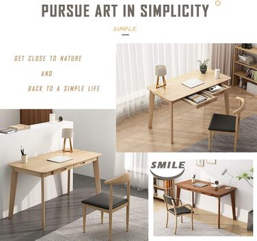 Дерев&39яний маленький письмовий стіл з шухлядами - Комп&39ютерний стіл для домашнього офісу, білий, 100 см Білий 100 см