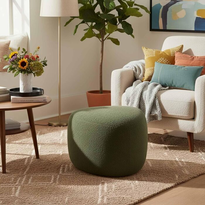 Овальний стілець CLP Alfrisa, м&39який стілець з плюшевою тканиною, м&39яка підставка для ніг для вітальні та спальні, міцний дерев&39яний каркас, колір темно-зелений