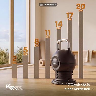 Регульована гиря KM-Fit 2-20 кг, 7 рівнів навантаження для домашнього тренажерного залу