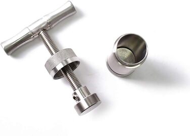 Прес для пилку з нержавіючої сталі, T-Press, ручка, інструмент, міцний, довговічний, анодований, пилок спецій (срібло)