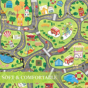 Килим для дитячої кімнати, ігровий килимок, дизайн вулиці/міста для хлопчиків та дівчаток, дитячий килимок, що прається, для дитячої кімнати, спальні та ігрової кімнати з протиковзкою підкладкою, 80x150 см, для дитячого майданчика 80 x 150 см