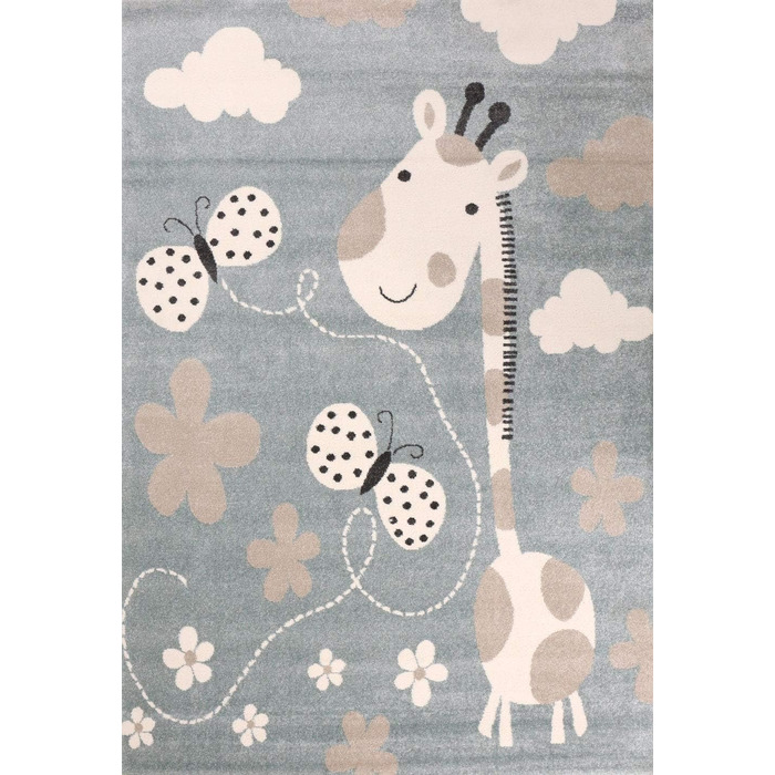 Дитячий килимок VIMODA жираф з метеликом і квітами дитячий килимок для дівчаток і хлопчиків килимок для дитячої кімнати синій нето