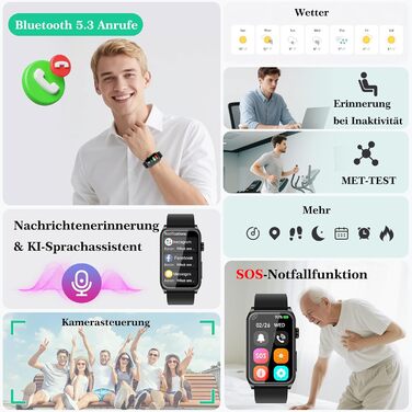 Розумний годинник 2026 для чоловіків та жінок з ЕКГ/годинником на батарейках/ІМТ/ВСР/сечовою кислотою/кров&39яним тиском, 1,57-дюймовий годинник для здоров&39я з функцією телефону, 24-годинний монітор серцевого ритму, SpO2, монітор сну/апное, фітнес-годин