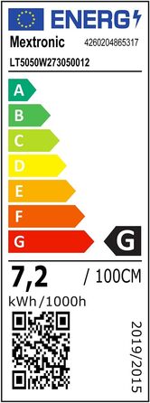 Світлодіодна стрічка Mextronic 5050, тепле біле світло (2700K), 36W, 500 см, 12V, IP20