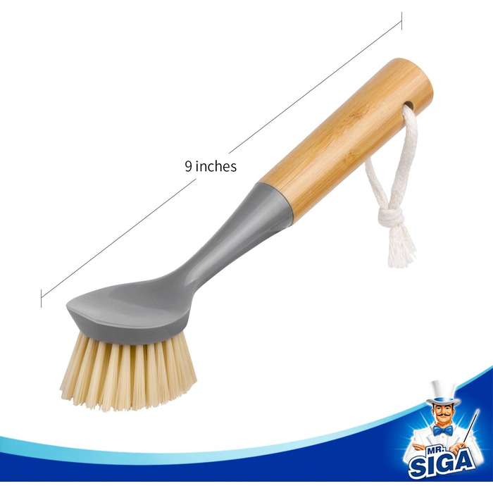 Щітка для миття посуду MR.SIGA зі скребком, з бамбуковою ручкою, скребок, щітка для миття посуду, щітка для миття сковорідок, каст