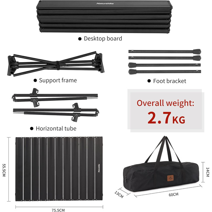 Кемпінговий стіл Naturehike, складний стіл з алюмінію, надлегкий кемпінговий стіл, маленький портативний кемпінговий стіл для саду, походів, кемпінгу