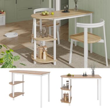 Кухонний стіл Vicco Freetown, дуб Goldkraft/білий, 110 x 50 см з відкритими полицями