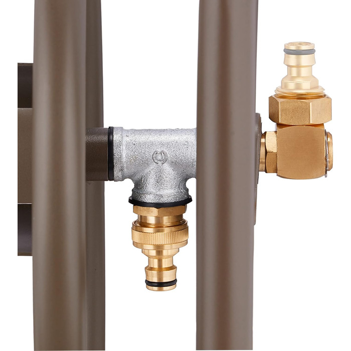 Садовий візок для шланга Relaxdays, до 60 м шланга, 4 пневматичні колеса, швидке з'єднання, металева бочка для шланга, коричневий