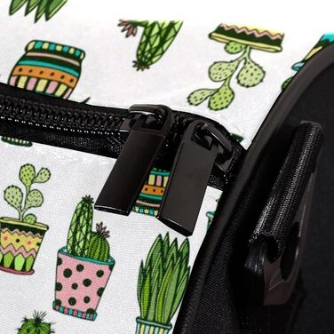 Спортивна сумка, маленька дорожня сумка, сумка для шопінгу та йоги з барвистим малюнком у стилі дудл (квіти, кактуси), сумка для фітнесу на відкритому повітрі, ручна поклажа