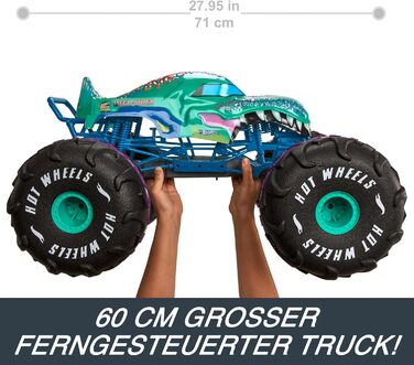Машинка на дистанційному управлінні Hot Wheels Monster Trucks, Mega-Wrex в масштабі 16, надвелика іграшкова вантажівка на дистанці