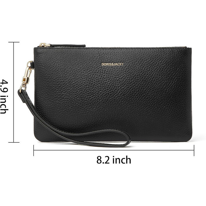 Дорис і Джекі Клатч на зап'ястя -005, Натуральна шкіра, Чорний