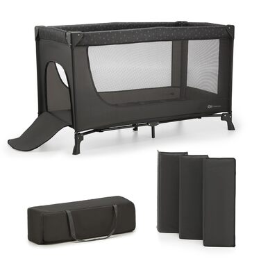 Дорожнє ліжечко Kinderkraft Joy Light, дитячі ліжечка, практичне, сучасний дизайн, невеликі розміри у складеному вигляді, сумка, сірий колір Joy light Light Grey