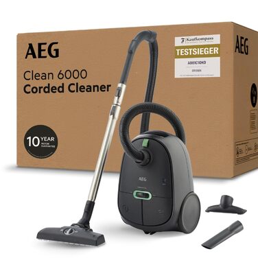 Пилосос із мішком AEG CLEAN 6000, 850 Вт, 3 роки гарантії, AB61C1OKO, чорний