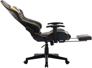 Геймерське крісло з підставкою для ніг, чорно-золота штучна шкіра